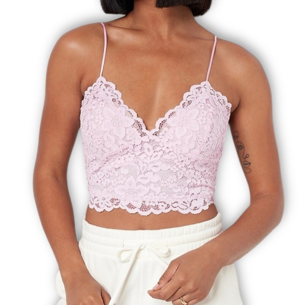 Express Pink All Over Lace Cami Top